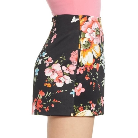 LEITH Black Floral Printed Retro Pin Up High Waisted Shorts Size XXS - Picture 6 of 9